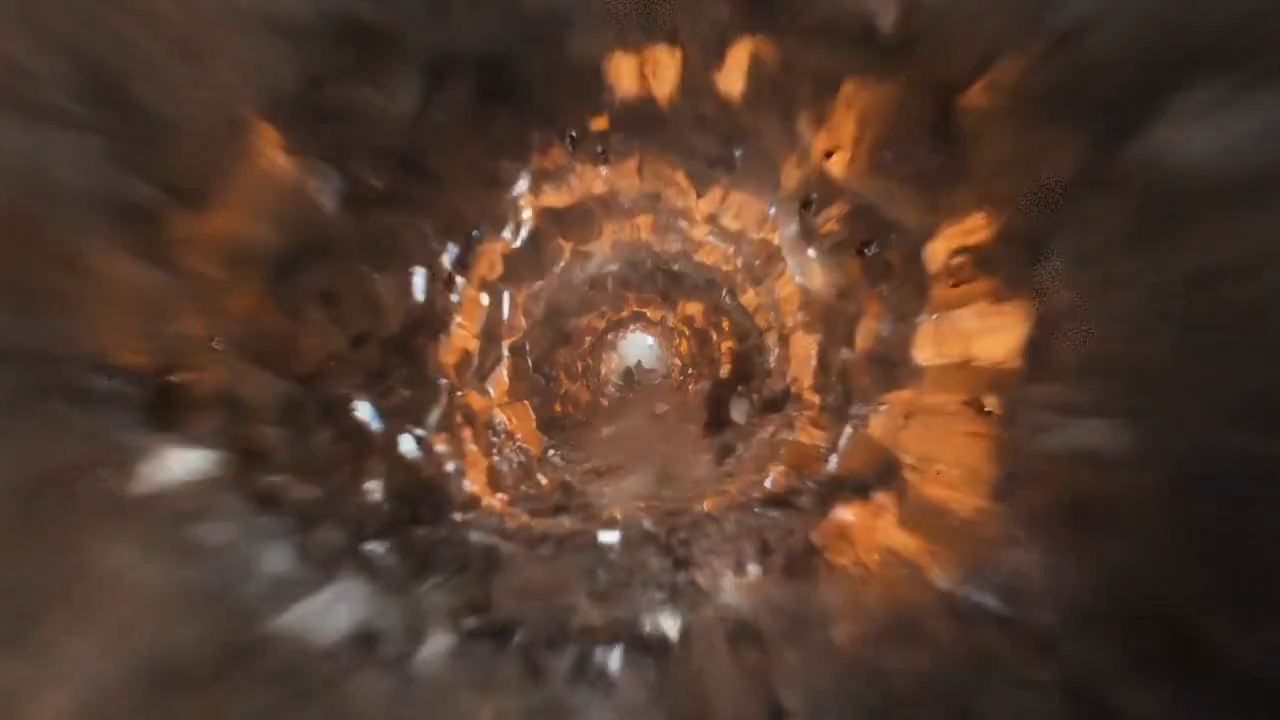 Fast-moving camera effect in a cave